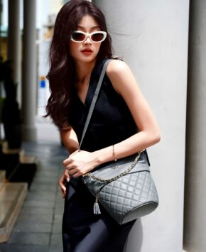 Túi bucket da thật Kat – Cindy màu xám