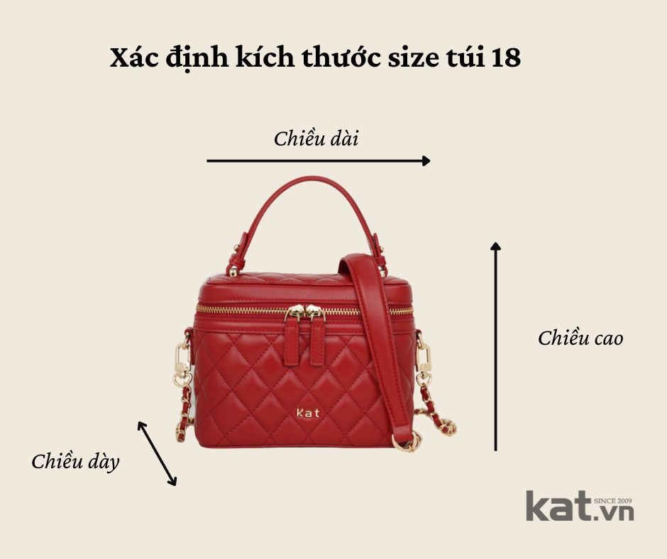 Xác định kích thước túi xách size 18 đúng chuẩn