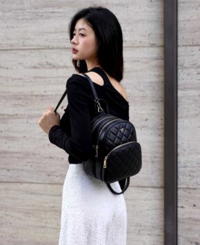 Balo nữ màu đen Ally da thật