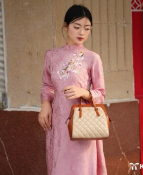 Túi cầm tay màu be mix nâu 3 in 1 Hallie da thật