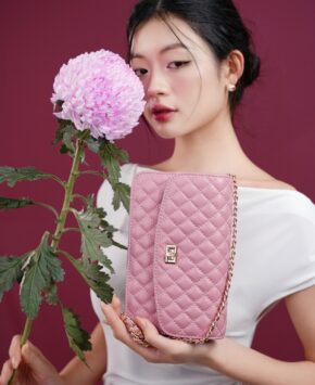 Túi mini màu hồng candy Jen mini da thật