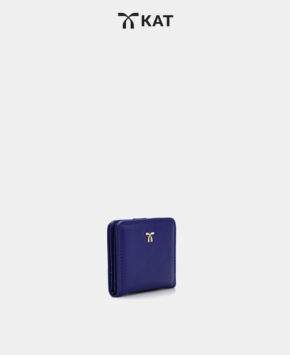Ví ngắn màu xanh cobalt Lee da thật