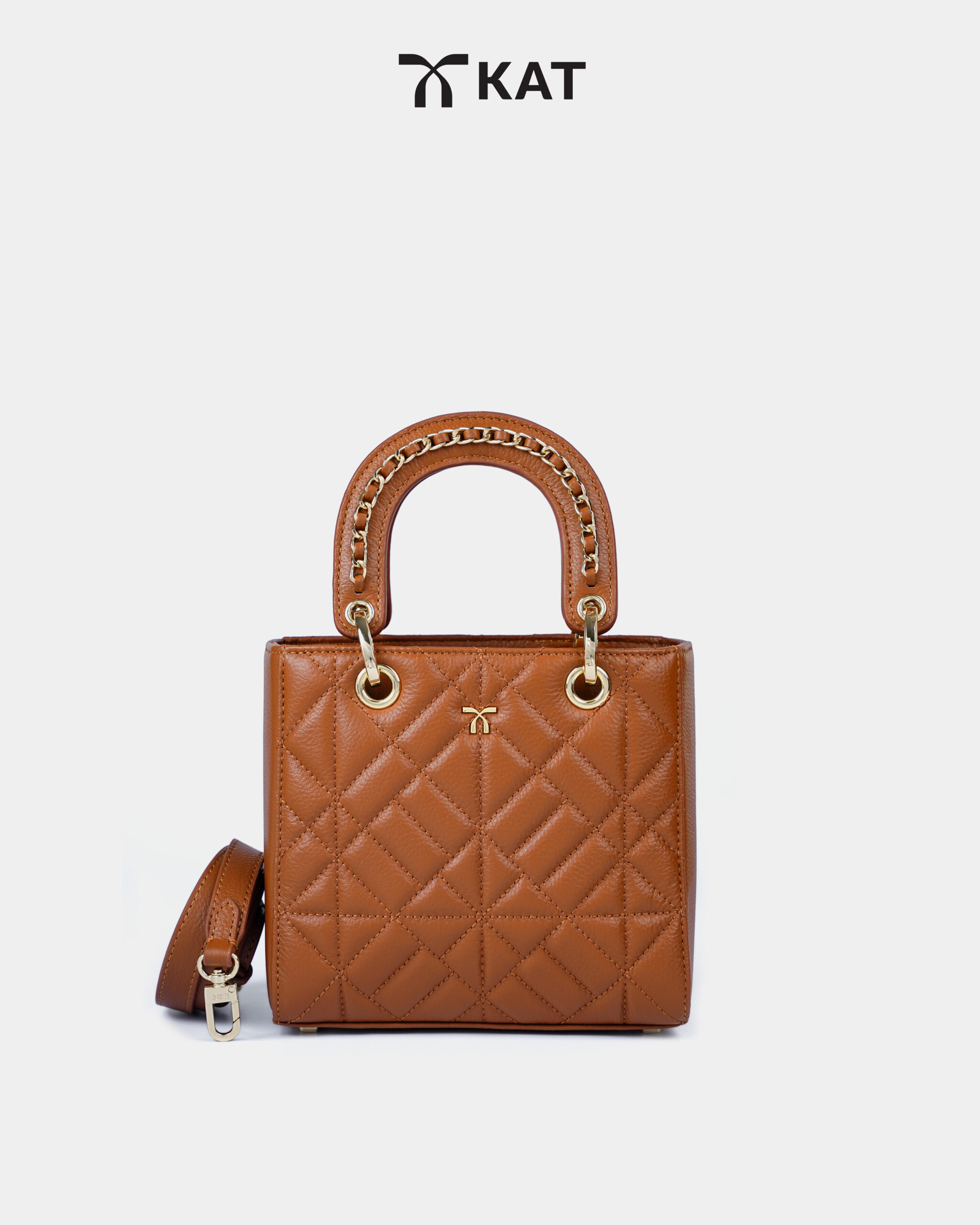 Túi Becky Mini màu nâu da thật