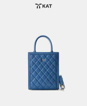 Túi cầm tay màu xanh navy Cleo da thật