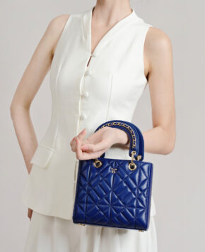 Túi mini màu xanh cobalt Becky Mini da thật