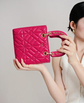 Túi mini màu hồng fuchsia Becky Mini da thật 