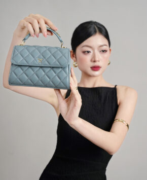 Túi mini màu xanh dương Jesmini da thật