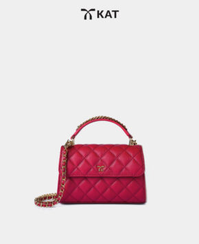 Túi Jesmini màu hồng fuchsia da thật