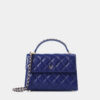 Túi cầm tay màu xanh cobalt Jessie da thật