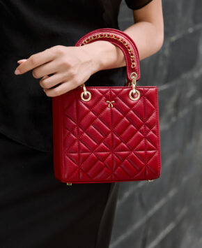 Túi mini màu đỏ ruby Becky Mini da thật
