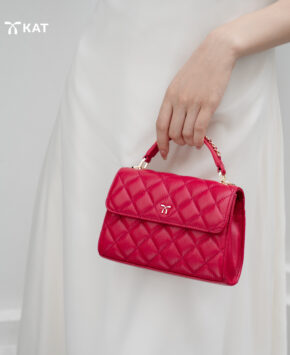 Túi mini màu hồng fuchsia Jesmini da thật