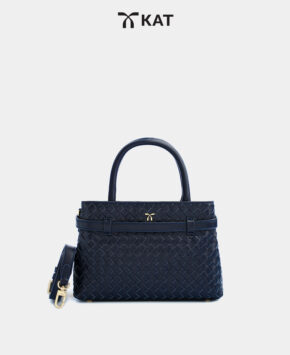 Túi cầm tay màu xanh navy Sita da thật