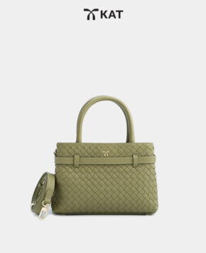 Túi cầm tay màu xanh sage green Sita da thật