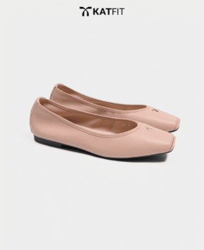 Giày đế bệt màu hồng Vic da thật