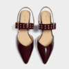 Giày Slingback hở gót màu mận Iris da thật