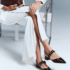 Giày Slingback hở gót màu mận Iris da thật
