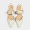 Giày Slingback hở gót màu trắng Iris da thật