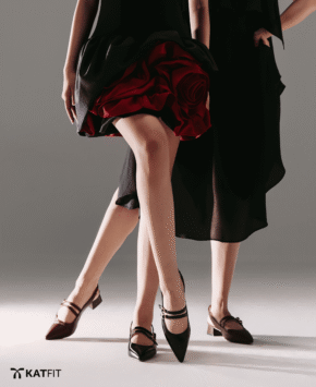Giày Slingback hở gót màu đen Annie da thật