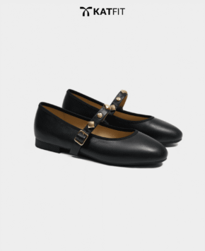 Giày búp bê màu đen June da thật