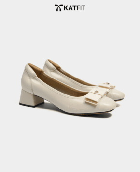 Giày búp bê màu trắng Luci da thật