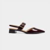 Giày Slingback hở gót màu mận Iris da thật