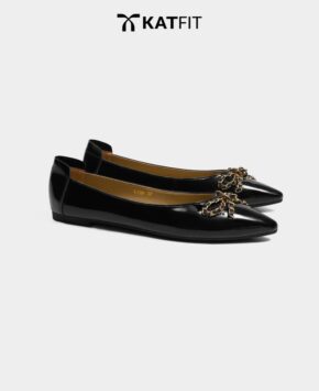 Giày bệt màu đen Lisa da thật