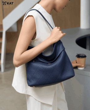 Túi hobo màu xanh navy Mono da thật