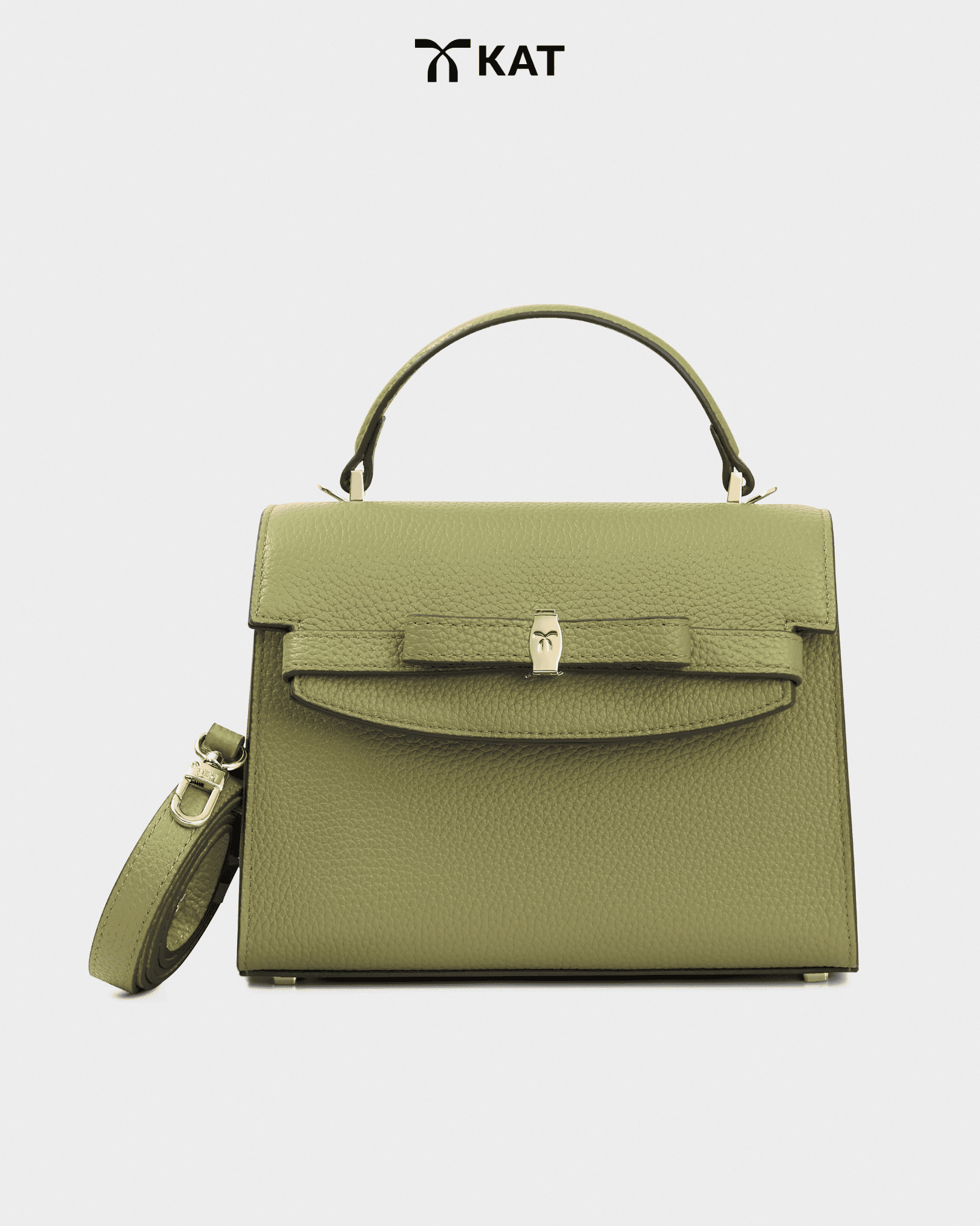 Tui cam tay mau xanh sage green Moss da that