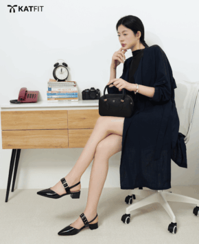 Giày Slingback hở gót màu đen Iris da thật