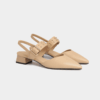 Giày Slingback hở gót màu be Iris da thật