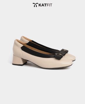 Giày búp bê màu be Bella da thật