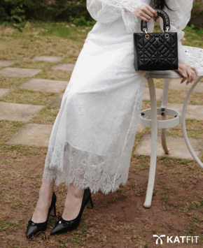 Giày cao gót màu đen Lady da thật