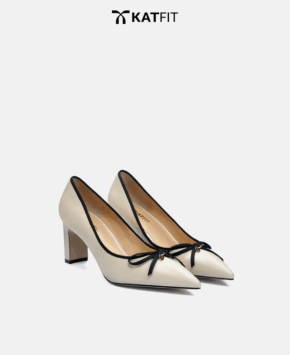 Giày cao gót màu be Lady da thật