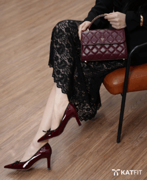 Giày cao gót màu mận Lady da thật
