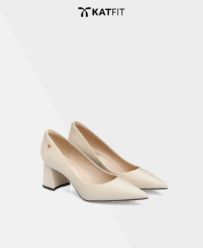 Giày cao gót màu be Mila da thật