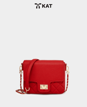 Túi đeo chéo màu đỏ Mira da thật