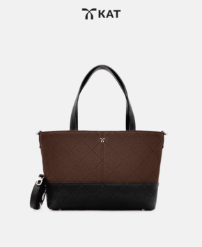 Túi Tote màu nâu socola Carie da thật