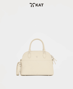 Túi cầm tay màu trắng Vesper da thật