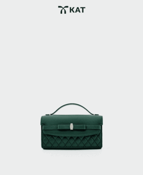 Túi cầm tay màu xanh teal Lena da thật