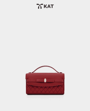 Túi cầm tay màu đỏ ruby Lena da thật