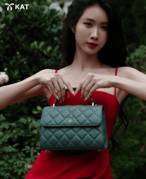 Túi cầm tay màu xanh bạch đàn Jessie da thật