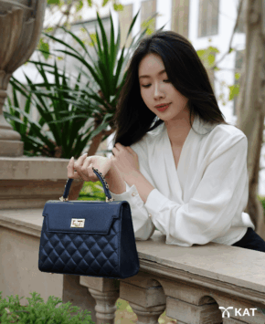 Túi xách công sở nữ màu xanh than Maggie da thật
