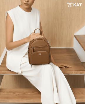 Balo nữ màu nâu caramel Angela da thật