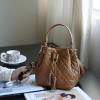 Túi bucket màu nâu camel Zoe da thật