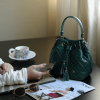 Túi bucket màu xanh sẫm Zoe da thật